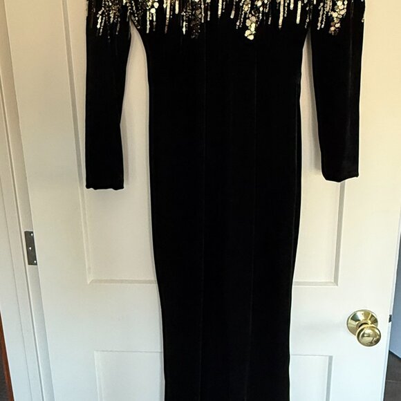 Nadine Merabi Katarina Sequin Long Sleeve Velvet Jumpsuit Size 6 - Picture 6 of 7
